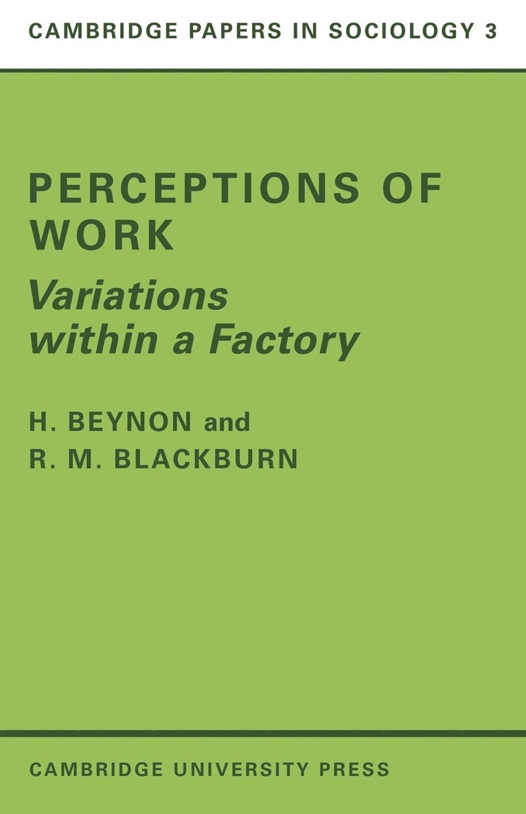 H. (University of Bristol) Beynon, R. M.  (University of Cambridge) Blackburn, Beynon, Huw Beynon, H. Beynon - Perceptions of Work, Häftad