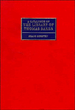 A Catalogue of the Library of Thomas Baker 1