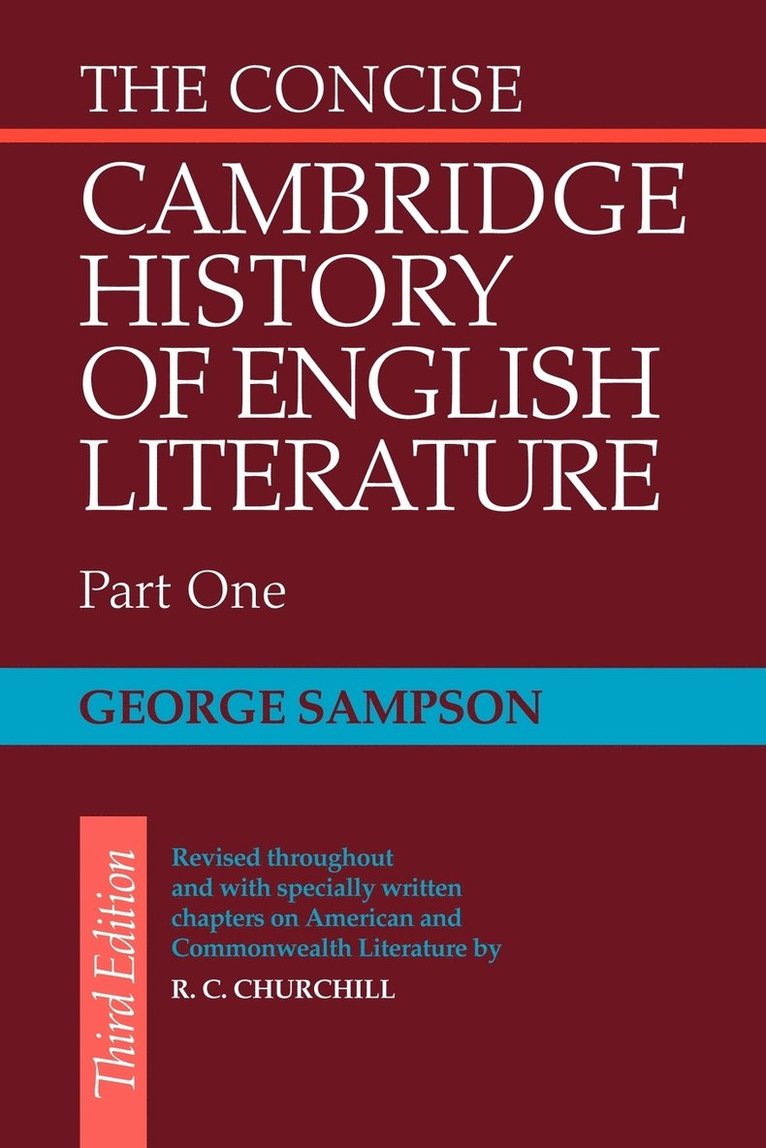 Concise Cambridge History Of English             Literature 1