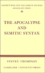 Steven Thompson - The Apocalypse and Semitic Syntax, Inbunden