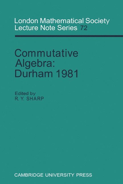 R. Y. (University of Sheffield) Sharp, R. Y. Sharp, N. J. Hitchin - Commutative Algebra, Häftad