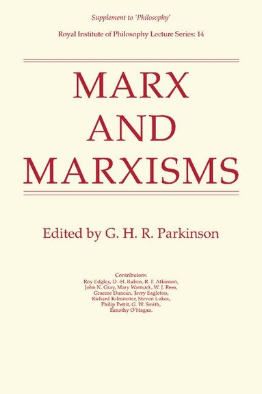 G. H. R. Parkinson, G. H. R. Parkinson - Marx and Marxisms, Häftad