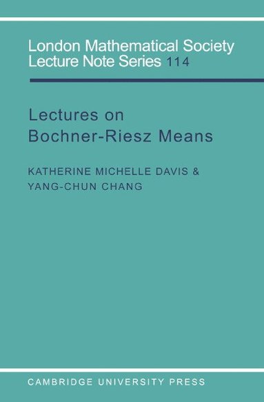 bokomslag Lectures on Bochner-Riesz Means