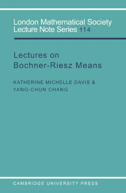 Lectures on Bochner-Riesz Means 1