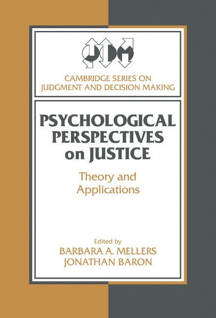 Barbara A. Mellers, Jonathan Baron - Psychological Perspectives on Justice, Inbunden