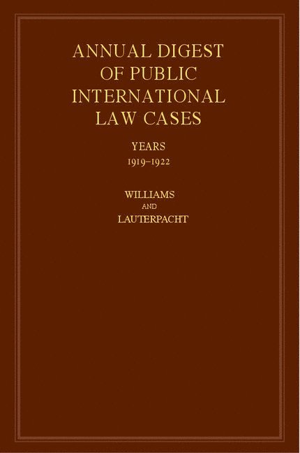 John Fischer Williams, H. Lauterpacht - International Law Reports, Inbunden