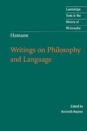 Hamann: Writings on Philosophy and Language 1