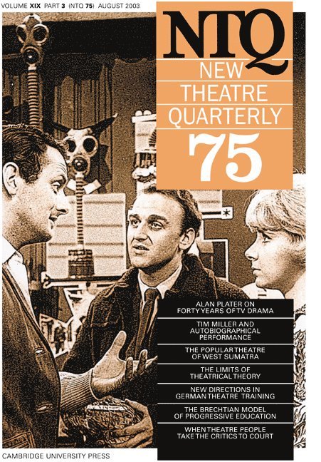 Simon Trussler, Clive Barker - New Theatre Quarterly 75: Volume 19, Part 3, Häftad