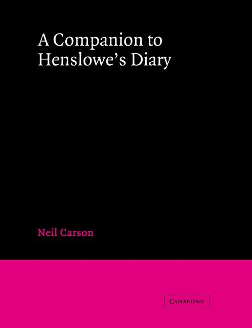 Neil Carson - A Companion to Henslowe's Diary, Häftad