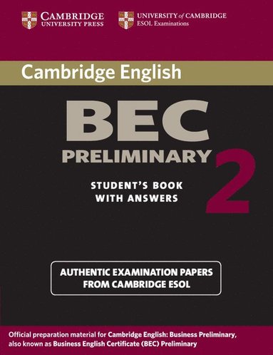 bokomslag Cambridge BEC Preliminary 2 Student's Book with Answers