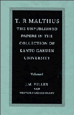 T. R. Malthus: The Unpublished Papers in the Collection of Kanto Gakuen University 1