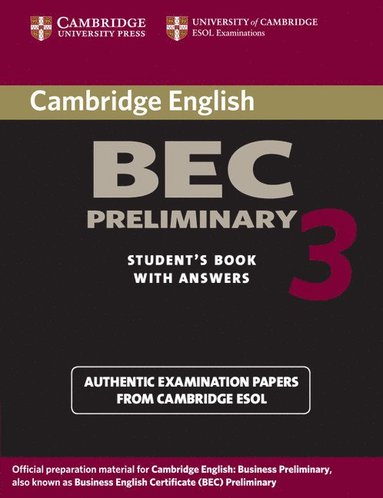 bokomslag Cambridge BEC Preliminary 3 Student's Book with Answers