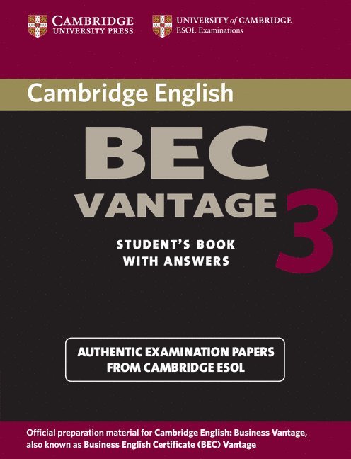 Cambridge ESOL, Cambridge Esol - Cambridge BEC Vantage 3 Student's Book with Answers, Häftad