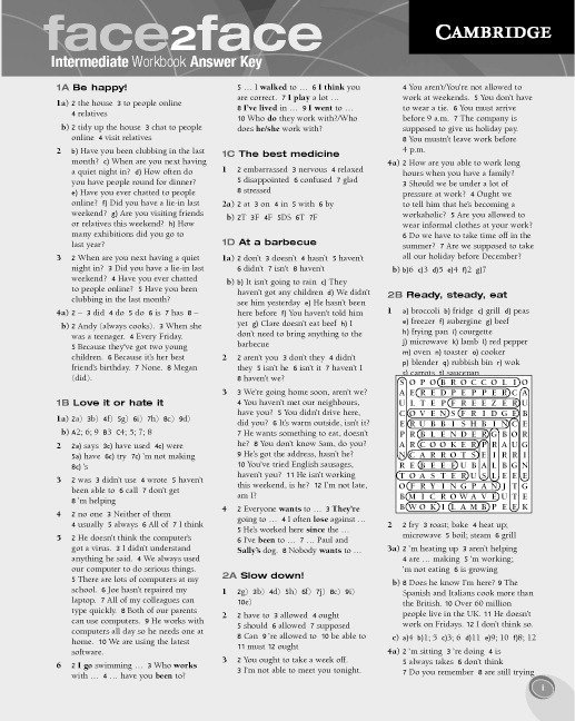 Chris Redston, Gillie Cunningham, Nick Tims - face2face Intermediate Workbook Answer Key Italian Edition, Häftad