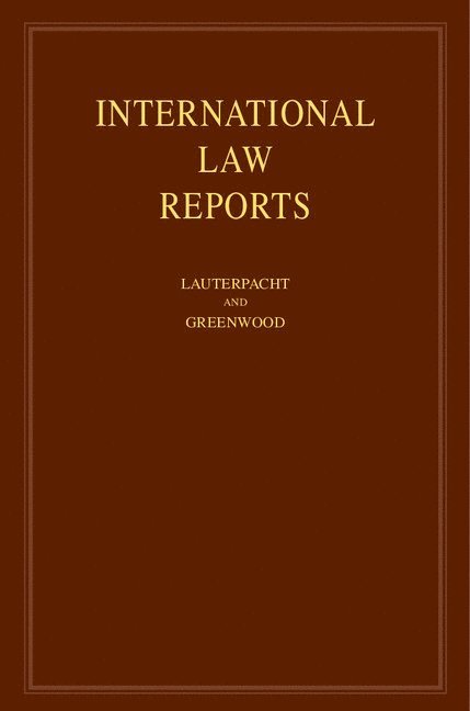 QC (University of Cambridge) Lauterpacht, Elihu, CBE, Christopher Greenwood, Elihu Lauterpacht - International Law Reports, Inbunden