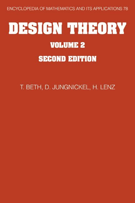 Germany) Beth, Thomas (Universitat Fridericiana Karlsruhe, D. (Universitat Augsburg) Jungnickel, H. (Freie Universitat Berlin) Lenz, Thomas Beth, Dieter Jungnickel, Hanfried Lenz - Design Theory: Volume 2, Inbunden