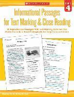 bokomslag Informational Passages for Text Marking & Close Reading: Grade 4: 20 Reproducible Passages with Text-Marking Activities That Guide Students to Read St