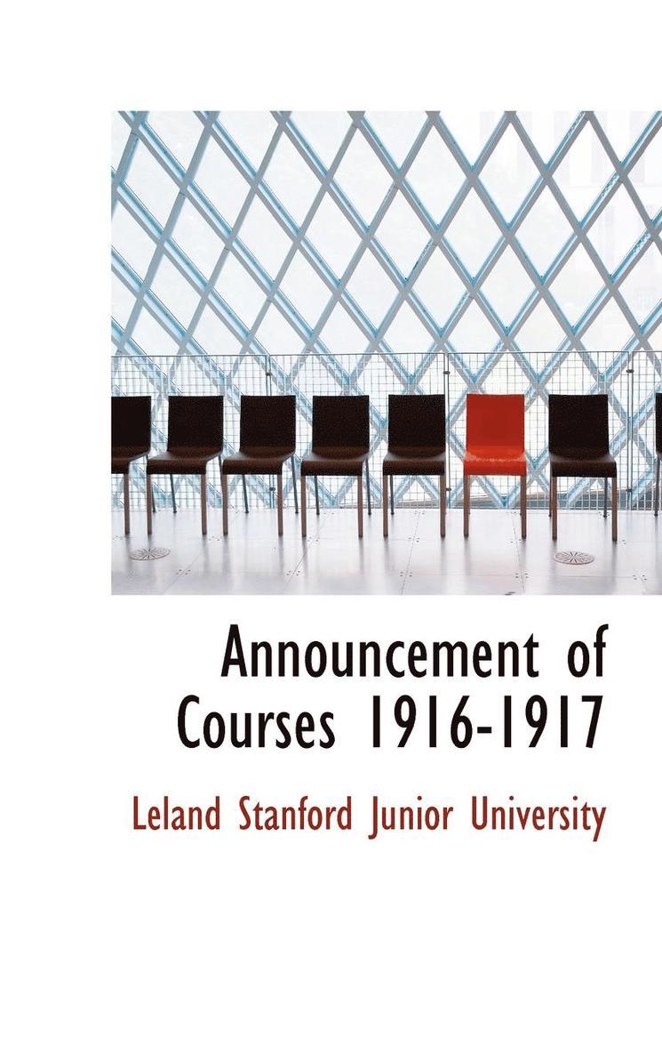 Announcement of Courses 1916-1917 1