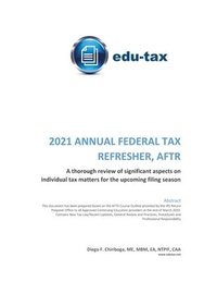 bokomslag 2021 Annual Federal Tax Refresher, AFTR