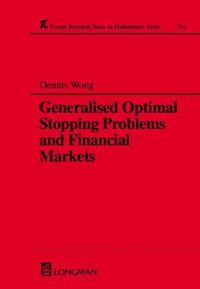 bokomslag Generalized Optimal Stopping Problems and Financial Markets