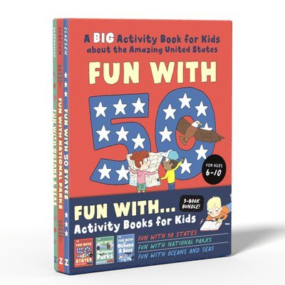Fun Activity Books for Kids Box Set: 3 Activity Books to Learn about 50 Us States, National Parks, and Oceans and Seas (Perfect Gift for Kids Ages 6-1 1