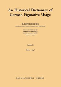 bokomslag An Historical Dictionary of German Figurative Usage, Fascicle 32