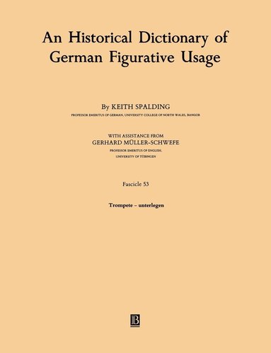 bokomslag An Historical Dictionary of German Figurative Usage, Fascicle 53