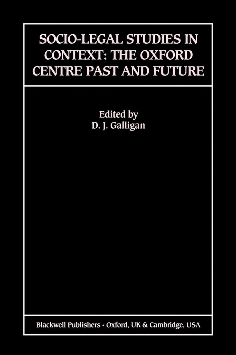 Galligan, Denis J. Galligan - Socio-Legal Studies in Context, Häftad