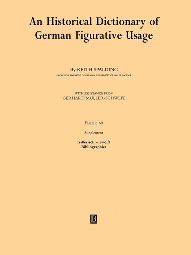 bokomslag An Historical Dictionary of German Figurative Usage, Fascicle 60