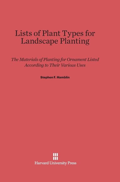 bokomslag Lists of Plant Types for Landscape Planting