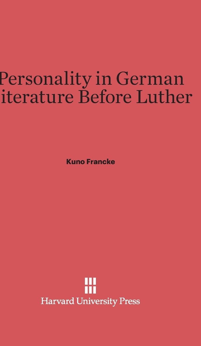 Personality in German Literature before Luther