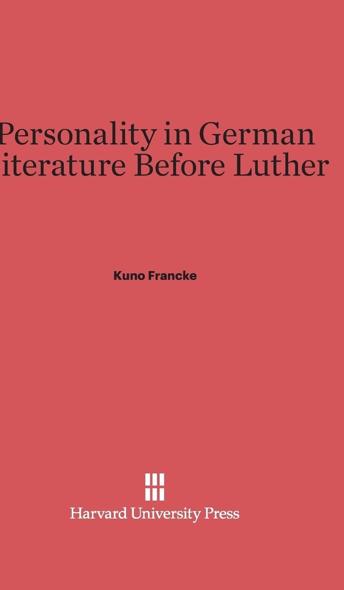 Personality in German Literature Before Luther 1
