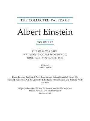 Albert Einstein, Diana Kormos Buchwald - Collected Papers of Albert Einstein, Volume 17 (Translation Supplement), Häftad