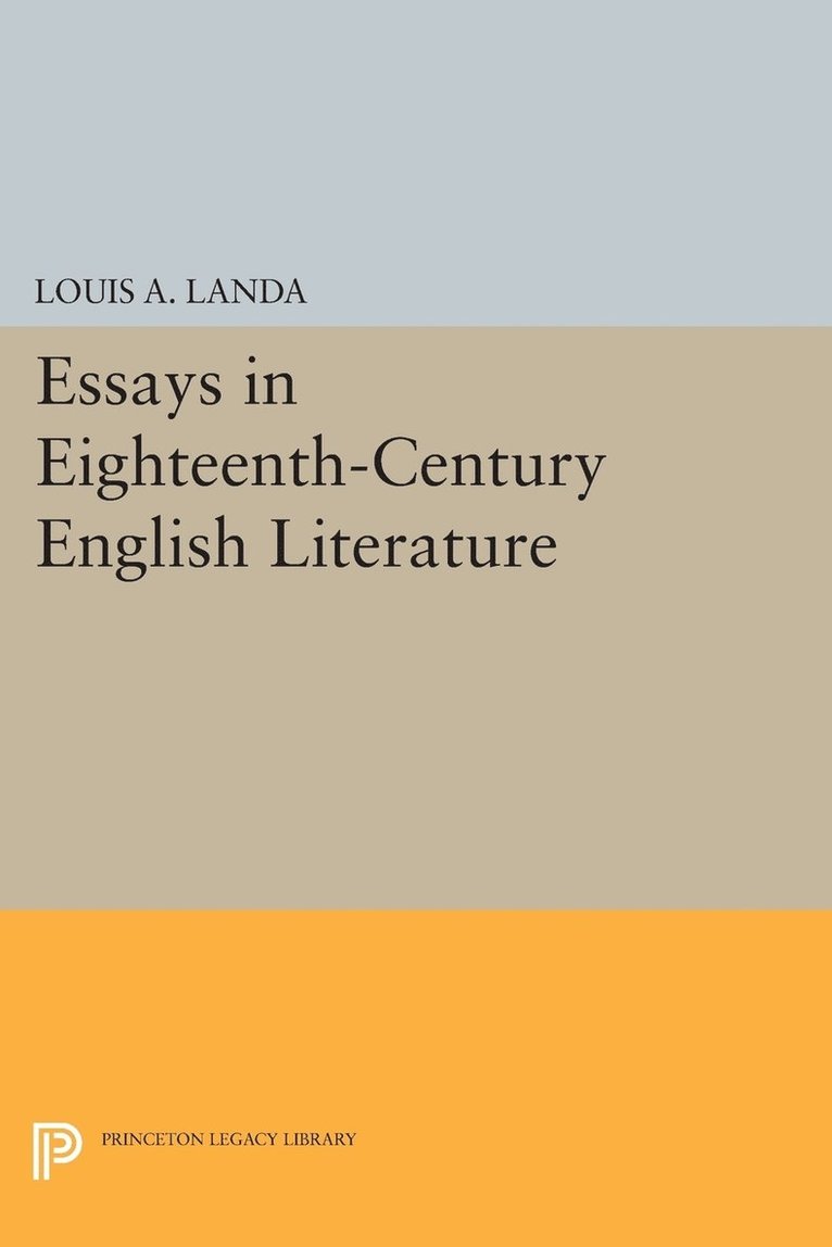 Essays in Eighteenth-Century English Literature 1