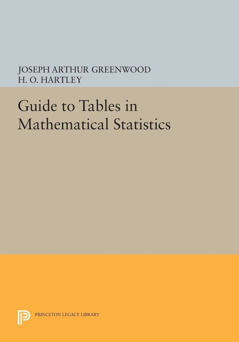 Joseph Arthur Greenwood, H. O. Hartley - Guide to Tables in Mathematical Statistics, Häftad