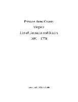 Princess Anne County Virginia List of Earmarks and Brands, 1691 - 1778 1