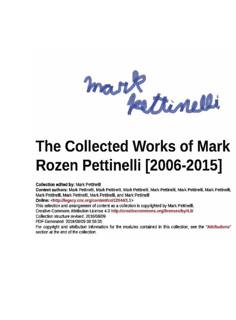 The Collected Works of Mark Rozen Pettinelli [2006-2015] 1