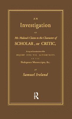 Investigation into Mr. Malone's Claim to Charter of Scholar