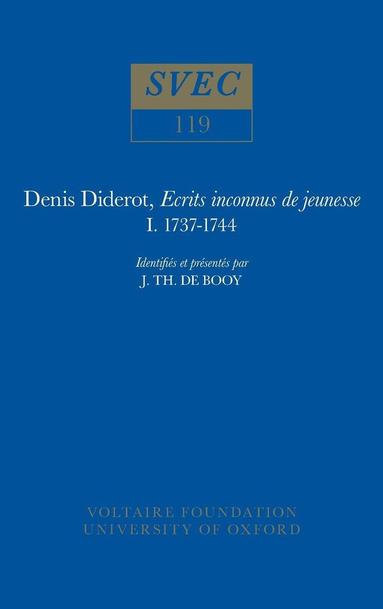 J Th de Booy - Denis Diderot, Ecrits inconnus de jeunesse 1737-1744, Häftad