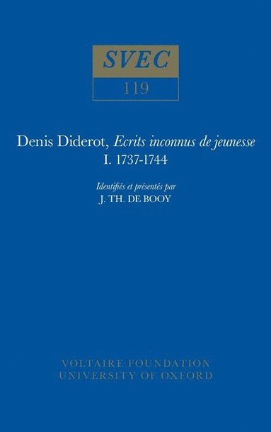 bokomslag Denis Diderot, Ecrits inconnus de jeunesse 1737-1744