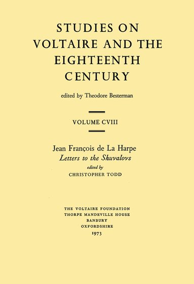 Jean-Francois De La Harpe - Jean François de la Harpe, 'Letters to the Shuvalovs', Häftad