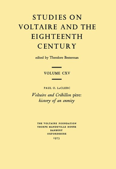 Paul O. LeClerc - Voltaire and Crébillon père, Häftad