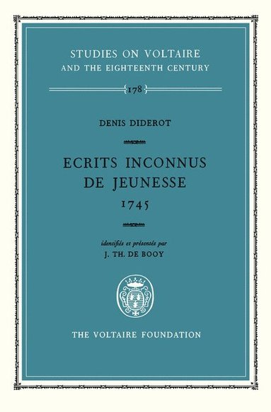 bokomslag Denis Diderot, Ecrits Inconnus de Jeunesse 1745