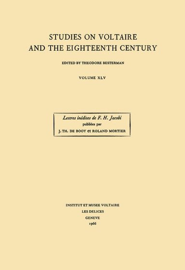 bokomslag Les Années de formation de F. H. Jacobi