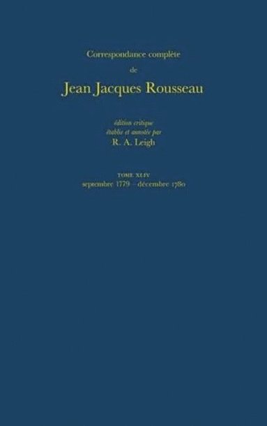 bokomslag Correspondance complète de Rousseau (Complete Correspondence of Rousseau) 44