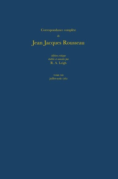 bokomslag Correspondance complète de Rousseau (Complete Correspondence of Rousseau) 12