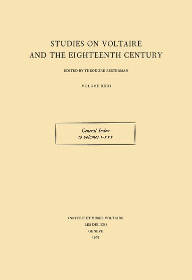 Theodore Besterman, Gabriel Robert - General Index to volumes I-XXX, Inbunden