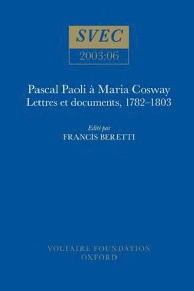 bokomslag Pascal Paoli à Maria Cosway