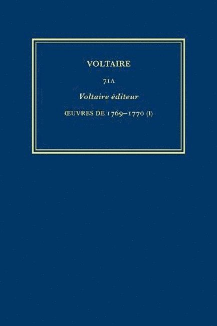 uvres compltes de Voltaire (Complete Works of Voltaire) 71A 1