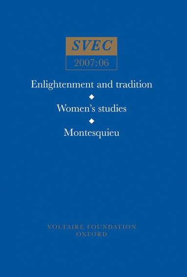 bokomslag Enlightenment and tradition; Women's studies; Montesquieu